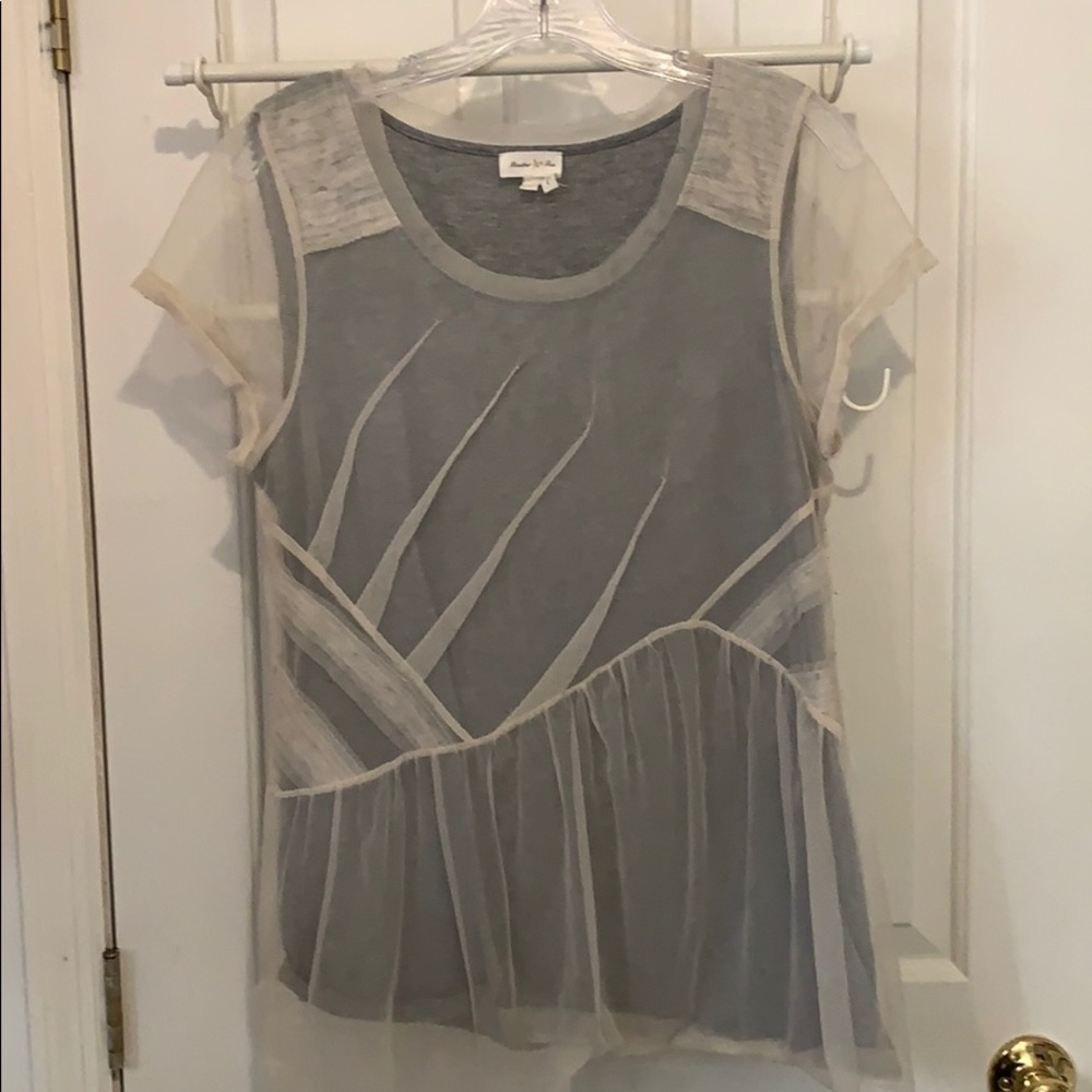 Anthropologie layered Jersey/Tulle T-shirt Large